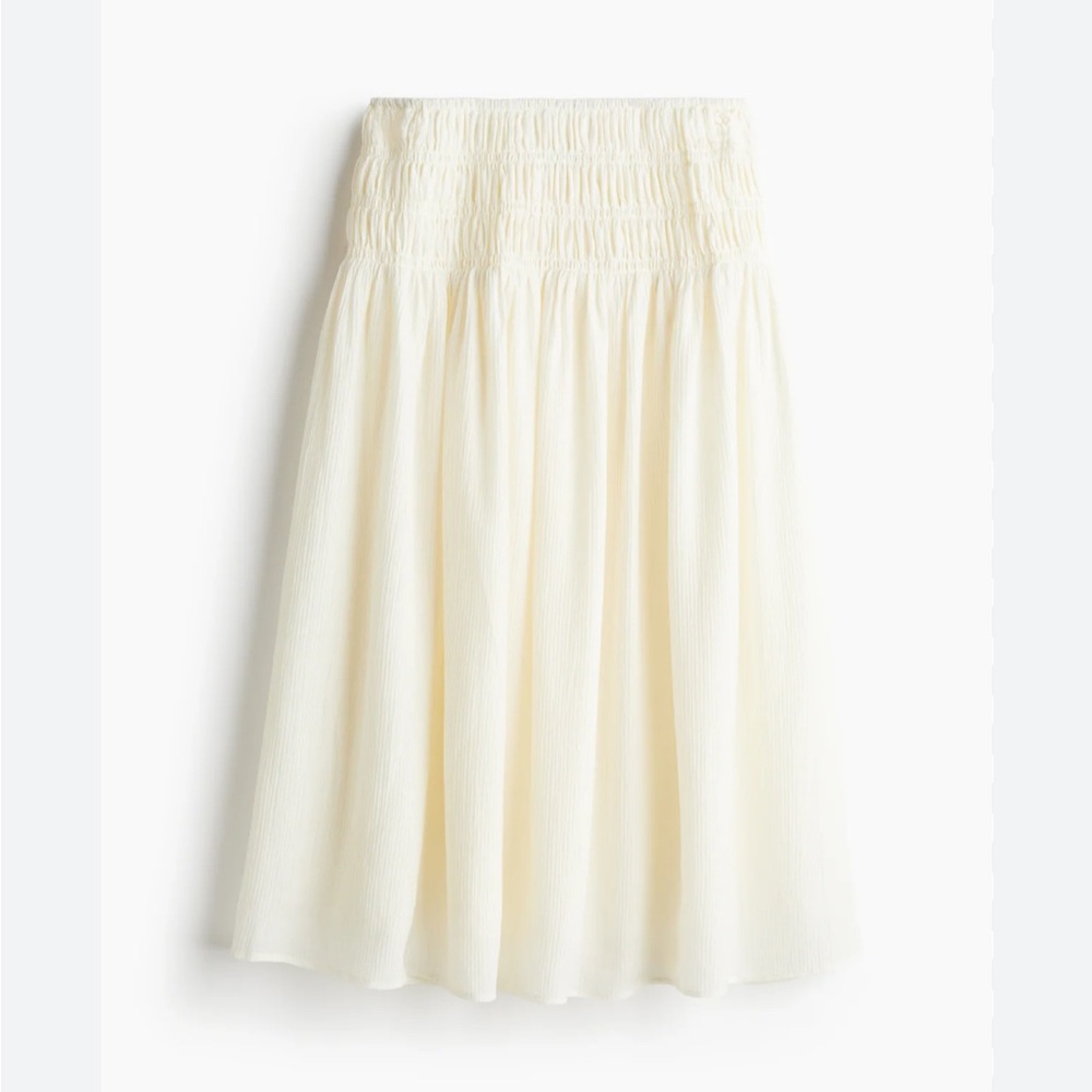 H&M White/Cream Textured Midi/Over the Knee Skirt size Medium